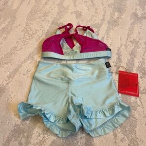 Pink and Blue Two-Piece Dance Outfit